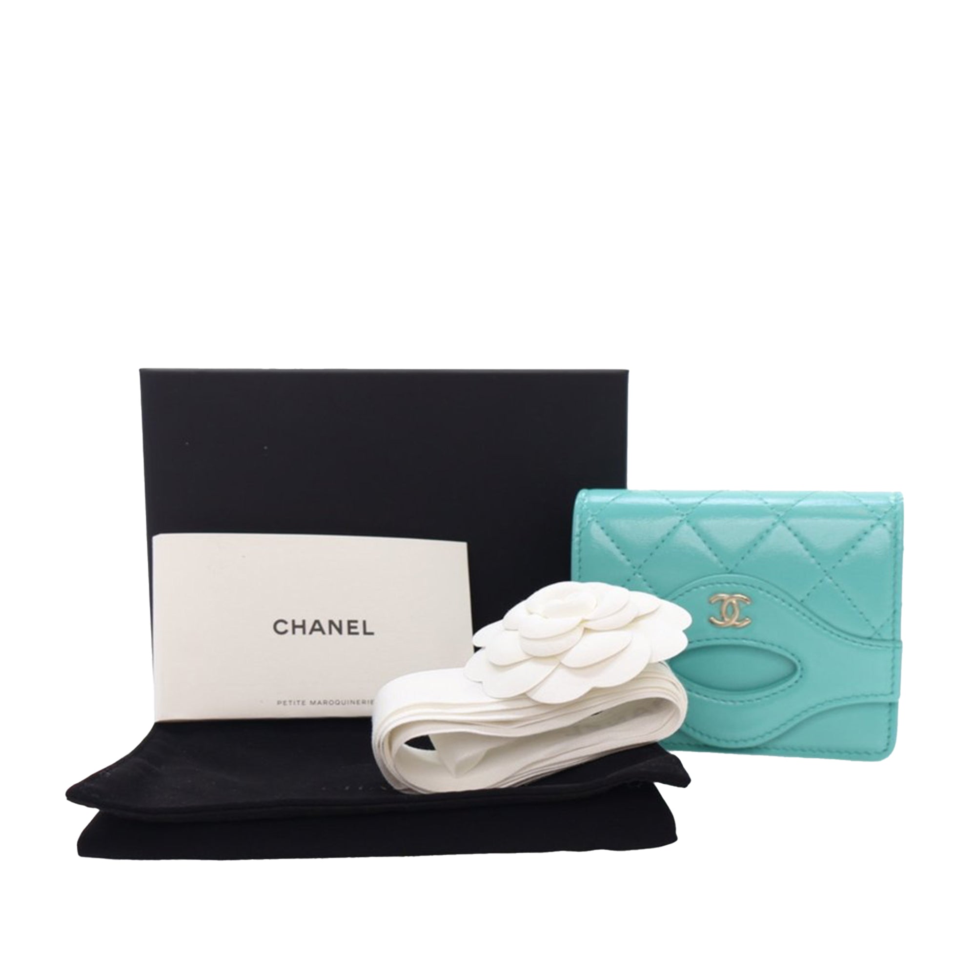 CC Quilted Calfskin Flap Card Holder