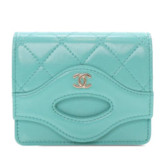 CC Quilted Calfskin Flap Card Holder