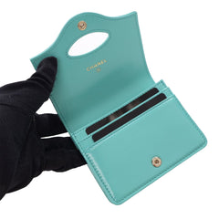 CC Quilted Calfskin Flap Card Holder