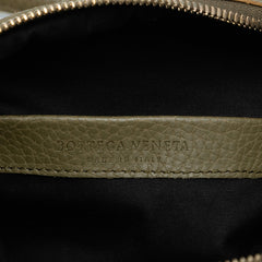 Leather Trimmed Satin Intrecciato Boston Bag