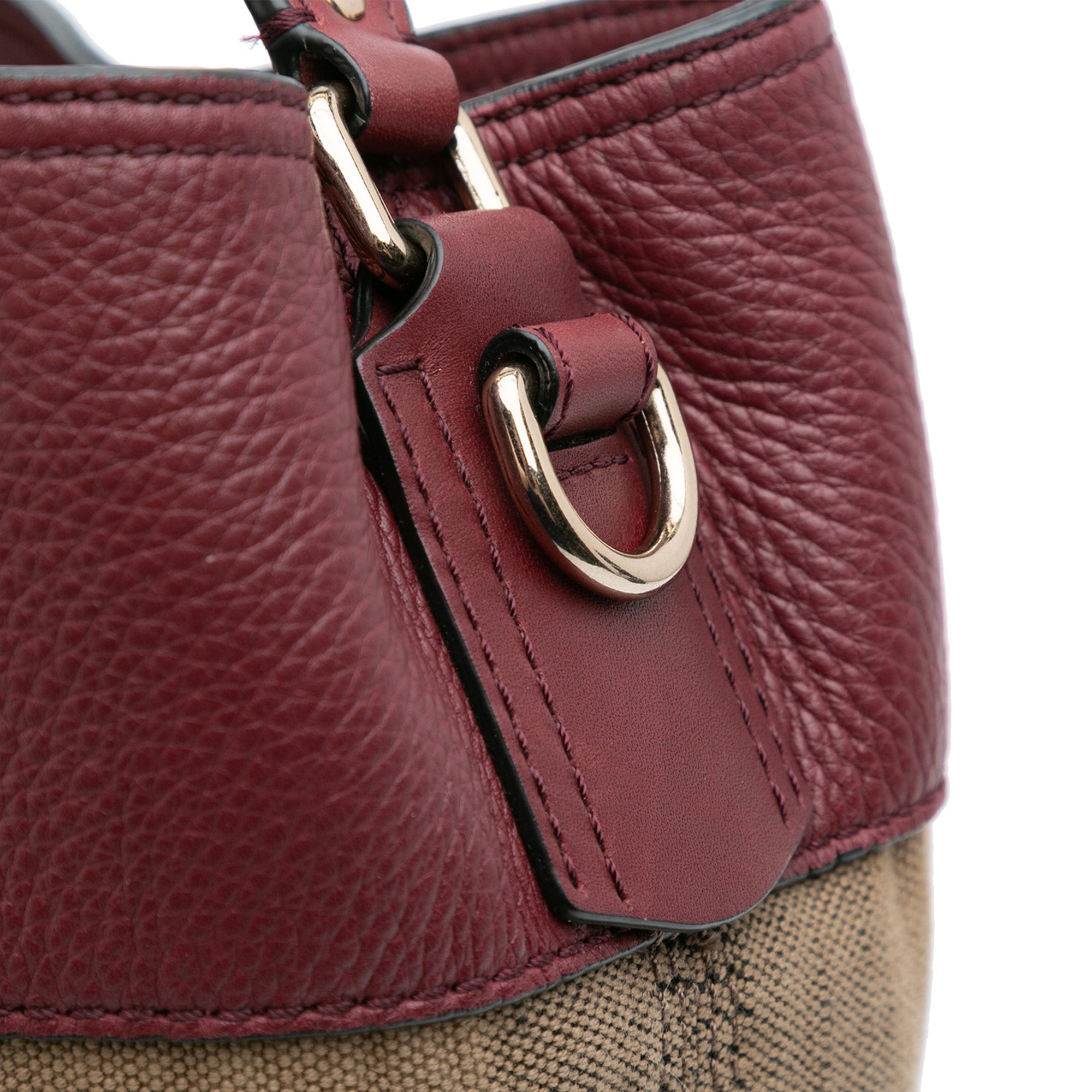 Medium Mega Check Canvas and Grained Calfskin Ashby Tassel Bucket Bag