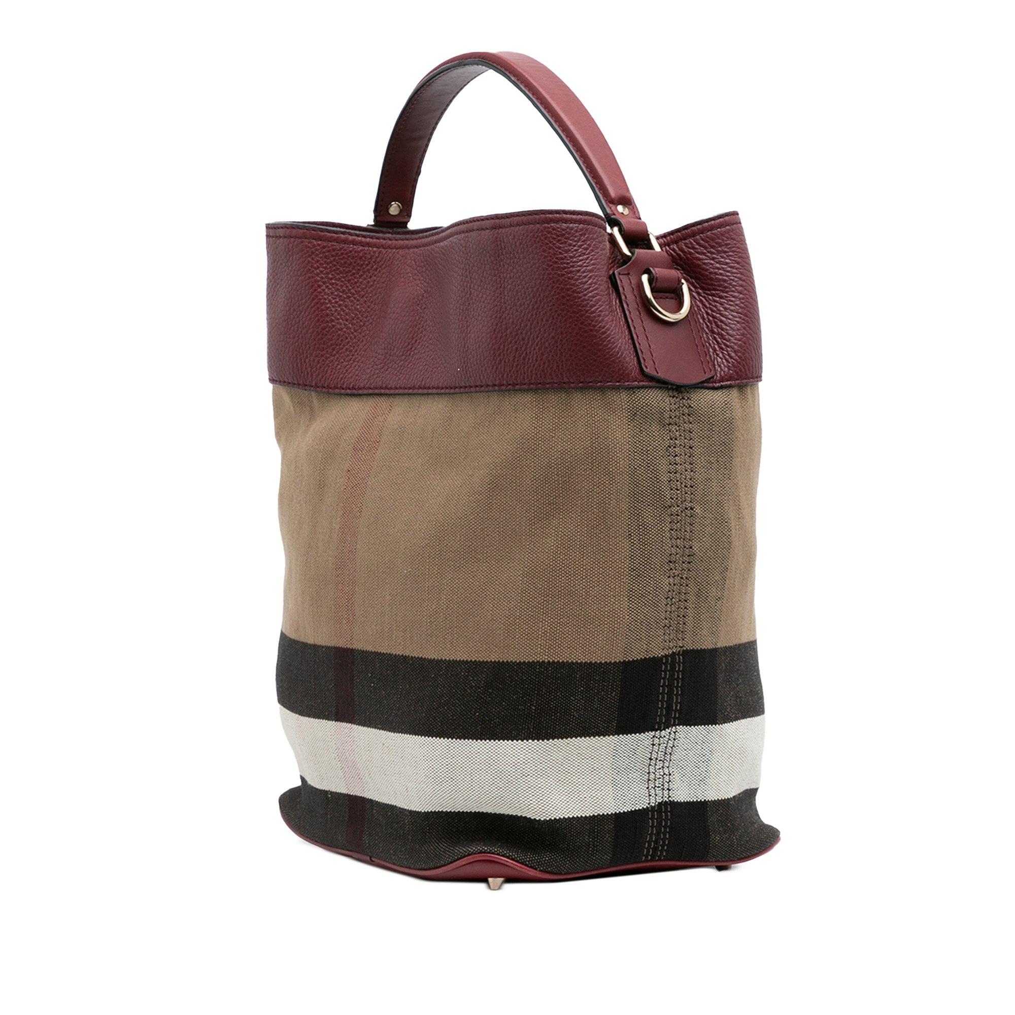 Medium Mega Check Canvas and Grained Calfskin Ashby Tassel Bucket Bag