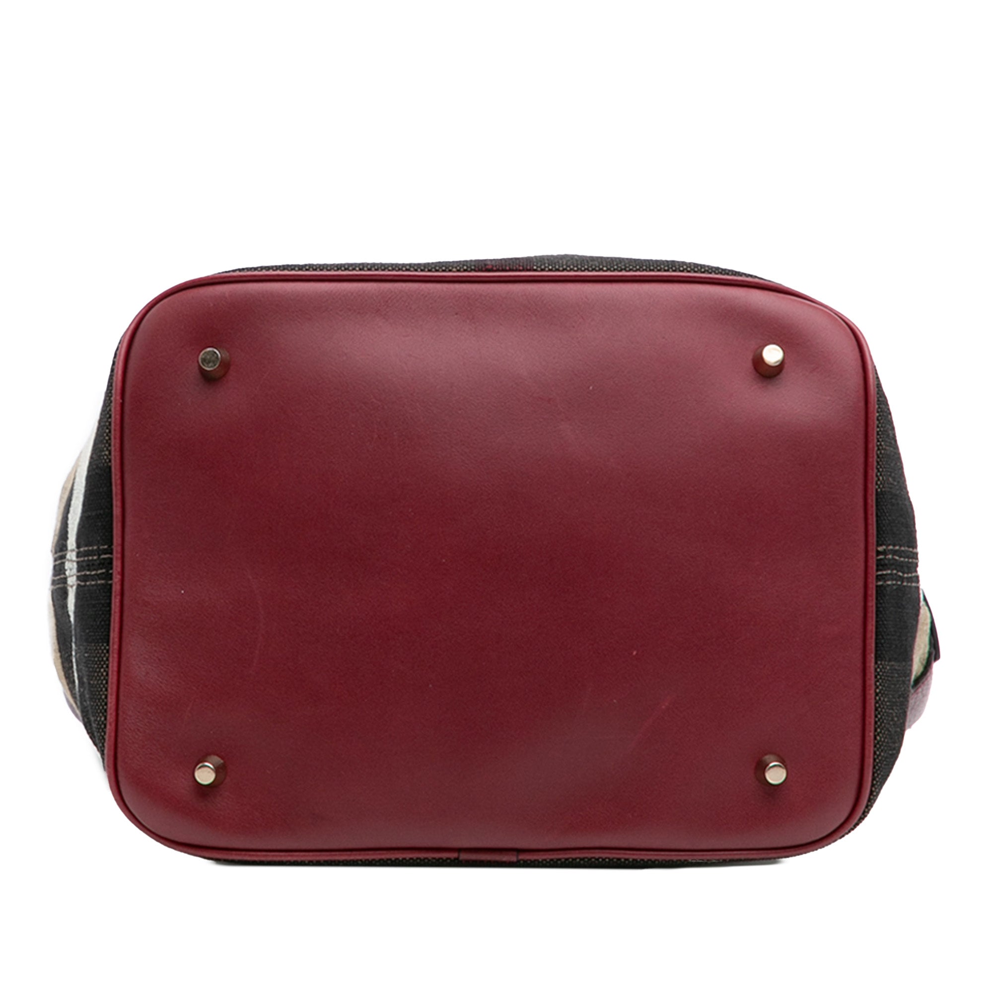 Medium Mega Check Canvas and Grained Calfskin Ashby Tassel Bucket Bag