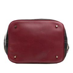 Medium Mega Check Canvas and Grained Calfskin Ashby Tassel Bucket Bag