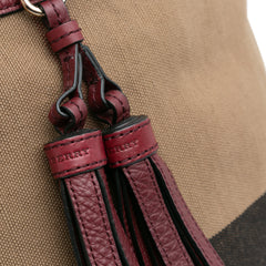 Medium Mega Check Canvas and Grained Calfskin Ashby Tassel Bucket Bag