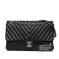 Jumbo Classic Chevron Lambskin Double Stitch Flap