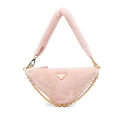 Mini Shearling Triangle Satchel