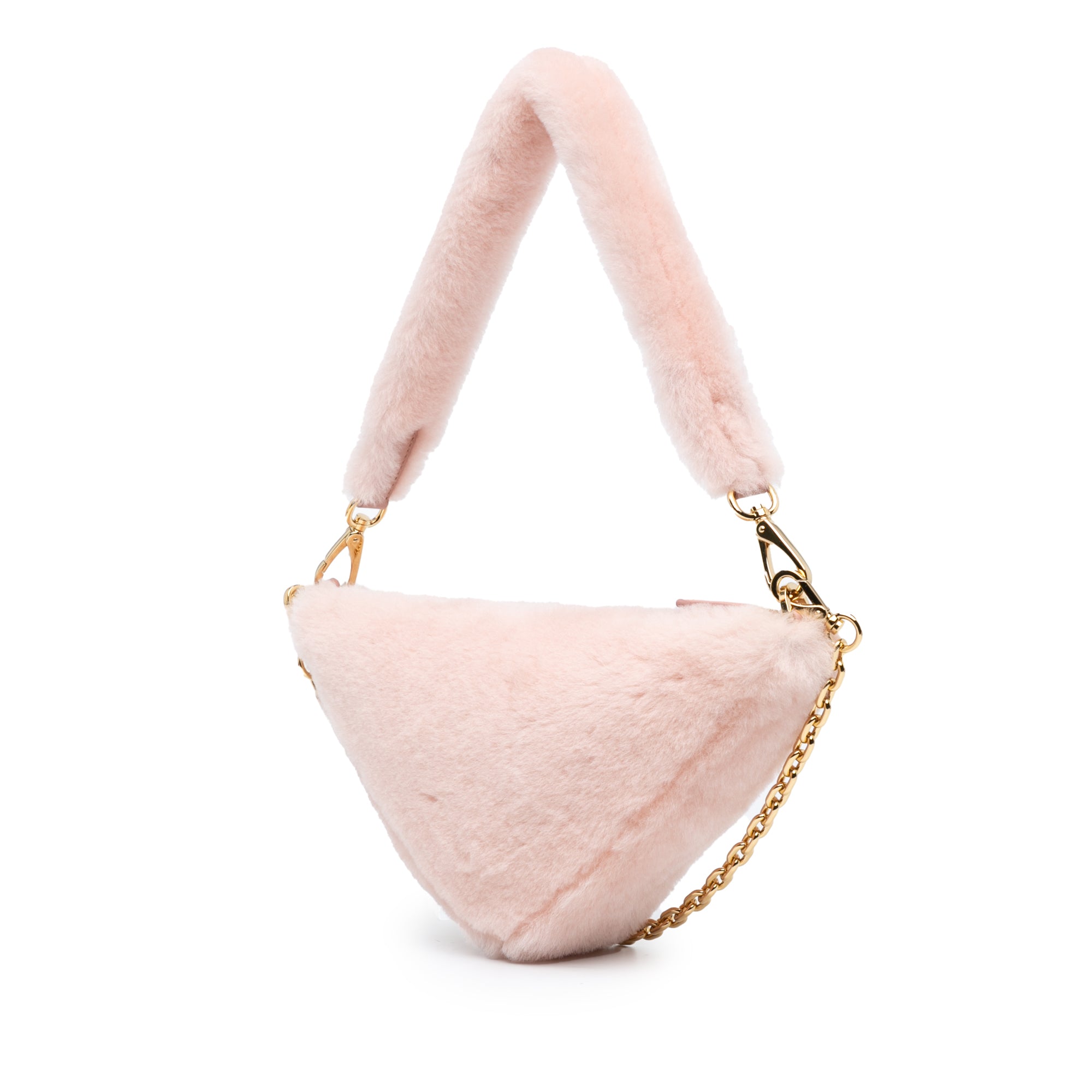 Mini Shearling Triangle Satchel