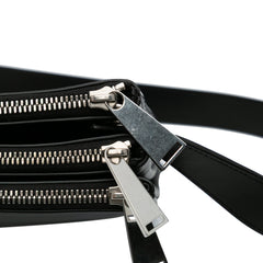Lambskin Embossed Intrecciato Triple Zip Messenger Bag