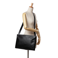 Lambskin Embossed Intrecciato Triple Zip Messenger Bag
