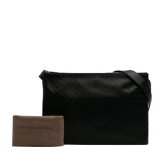 Lambskin Embossed Intrecciato Triple Zip Messenger Bag