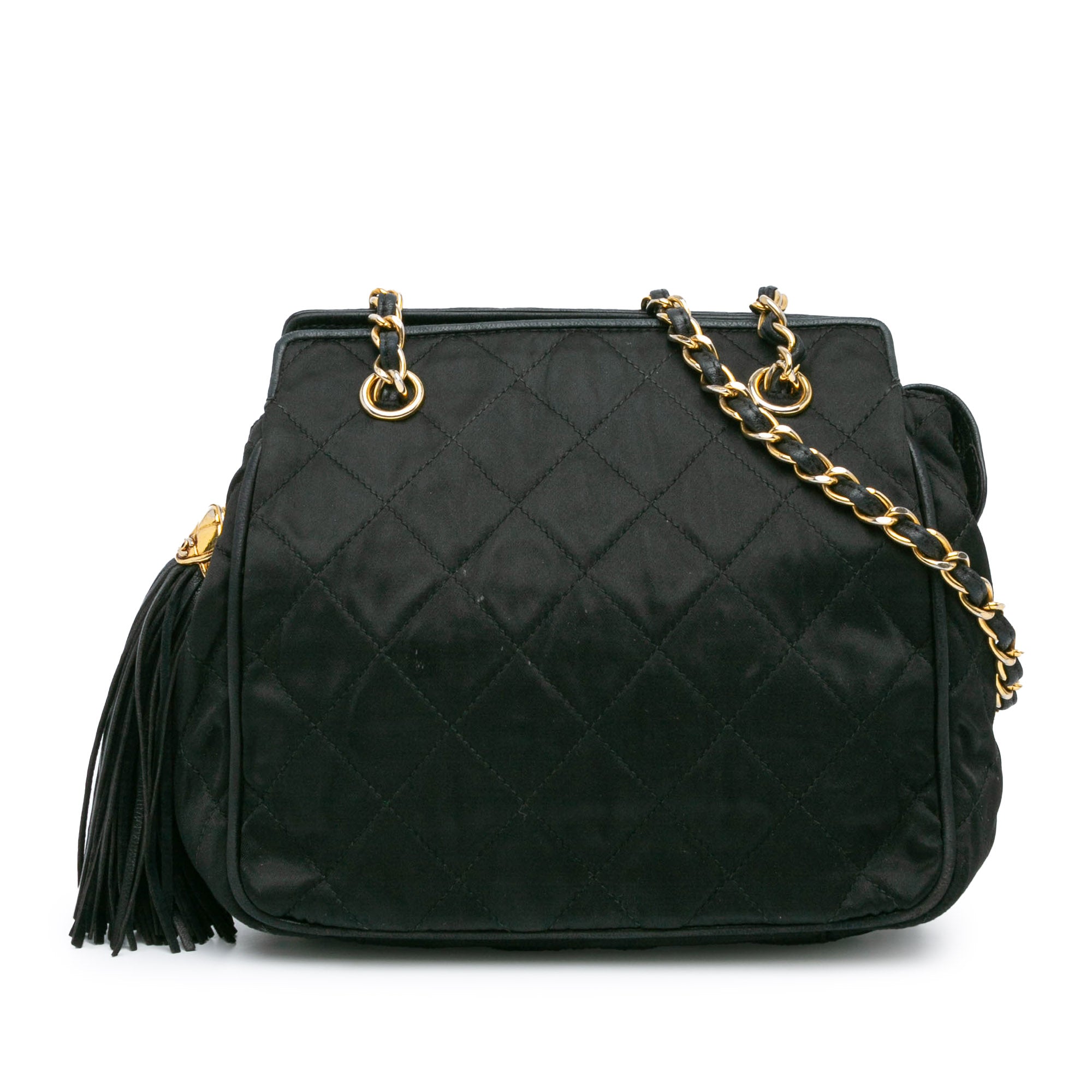 Quilted Satin Tassel Chain Shoulder Bag