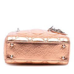 Mini Metallic Crinkled Calfskin Cannage Lady Dior