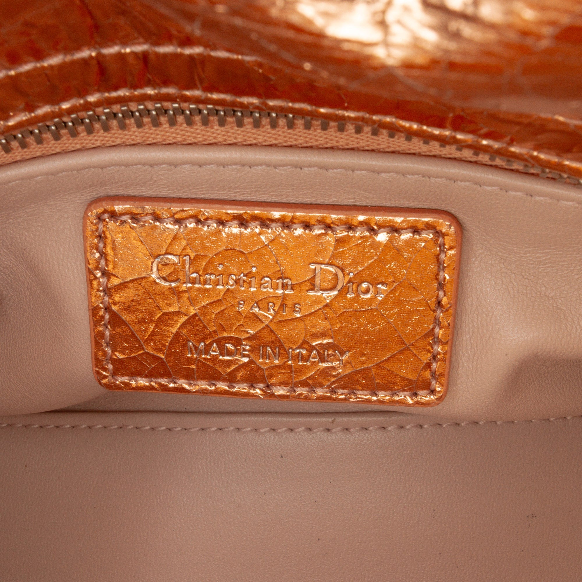 Mini Metallic Crinkled Calfskin Cannage Lady Dior