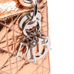 Mini Metallic Crinkled Calfskin Cannage Lady Dior