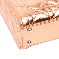 Mini Metallic Crinkled Calfskin Cannage Lady Dior