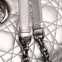 Medium Metallic Calfskin Cannage Supple Caro Bag
