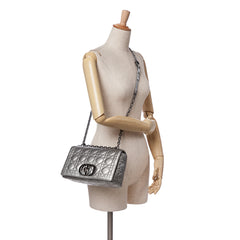 Medium Metallic Calfskin Cannage Supple Caro Bag