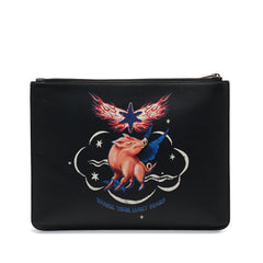 Zodiac Printed Leather Clutch Bag