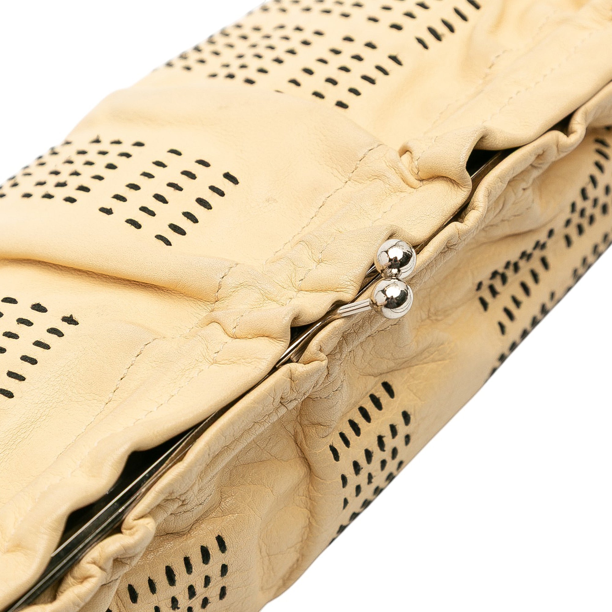 Leather Kiss Lock Shoulder Bag