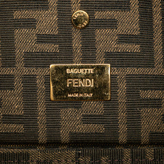 Zucca Embroidered Canvas Floral Baguette Satchel