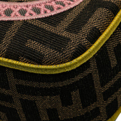 Zucca Embroidered Canvas Floral Baguette Satchel
