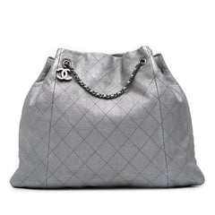 Metallic Quilted Calfskin Drawstring Bucket Bag