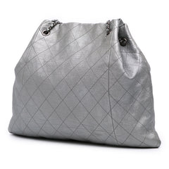 Metallic Quilted Calfskin Drawstring Bucket Bag