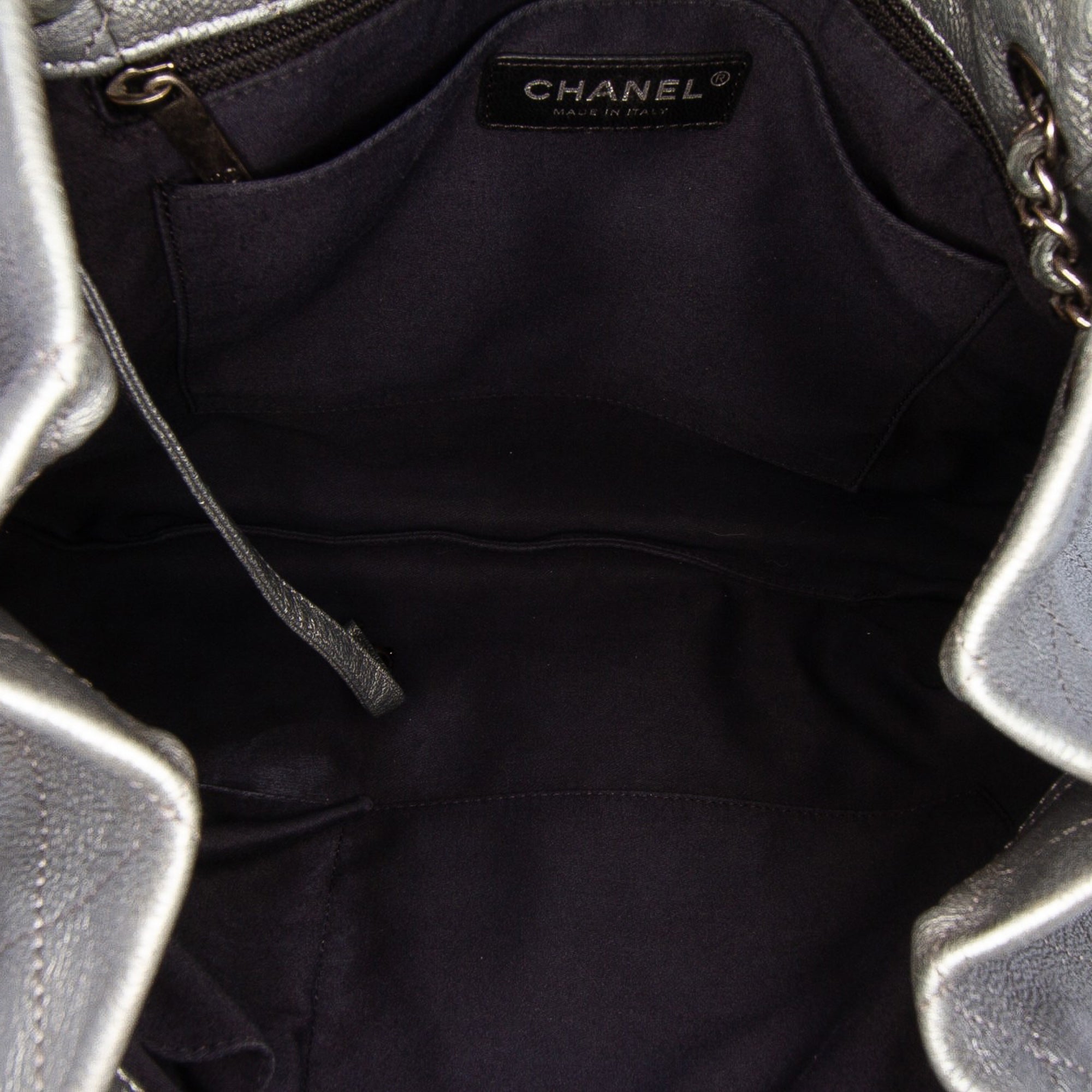 Metallic Quilted Calfskin Drawstring Bucket Bag