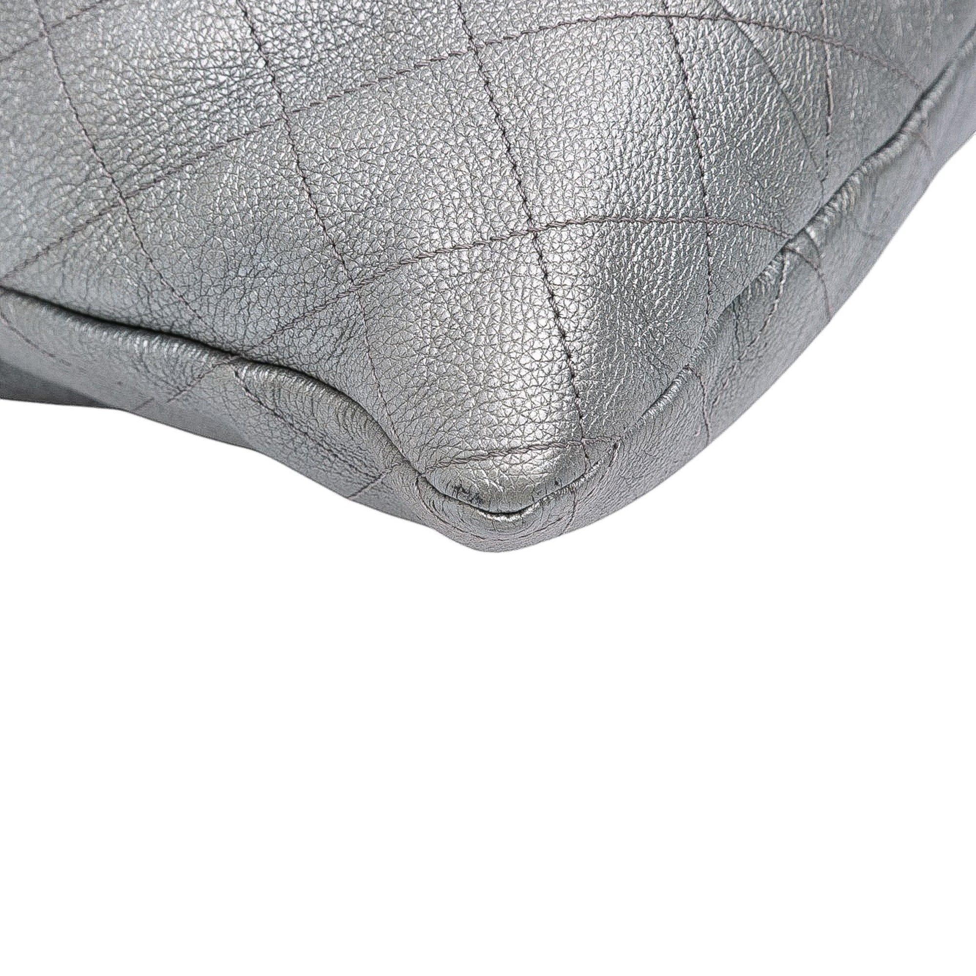 Metallic Quilted Calfskin Drawstring Bucket Bag