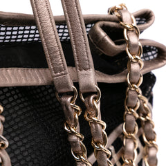 CC Mesh and Metallic Calfskin Bucket Bag