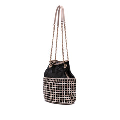CC Mesh and Metallic Calfskin Bucket Bag