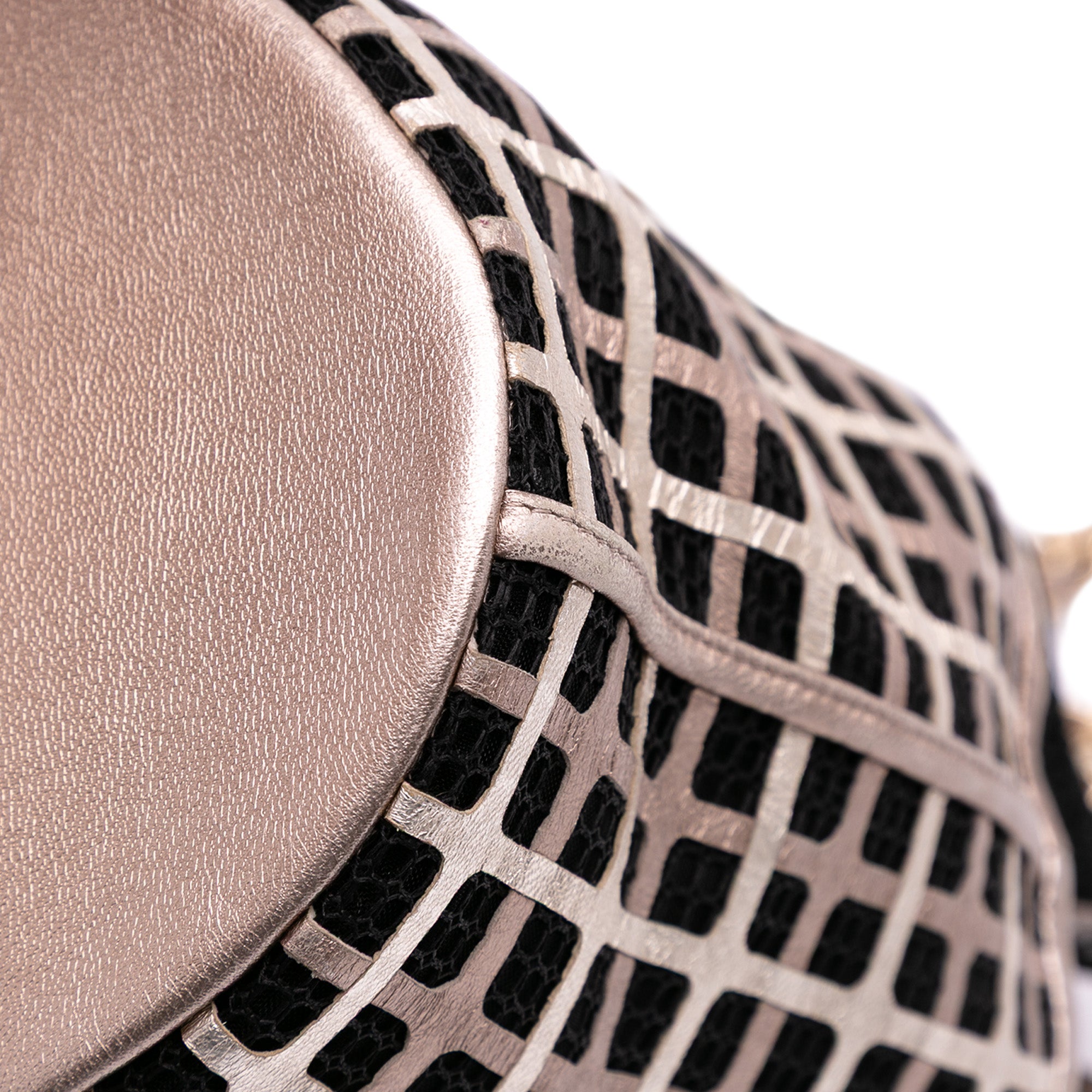 CC Mesh and Metallic Calfskin Bucket Bag