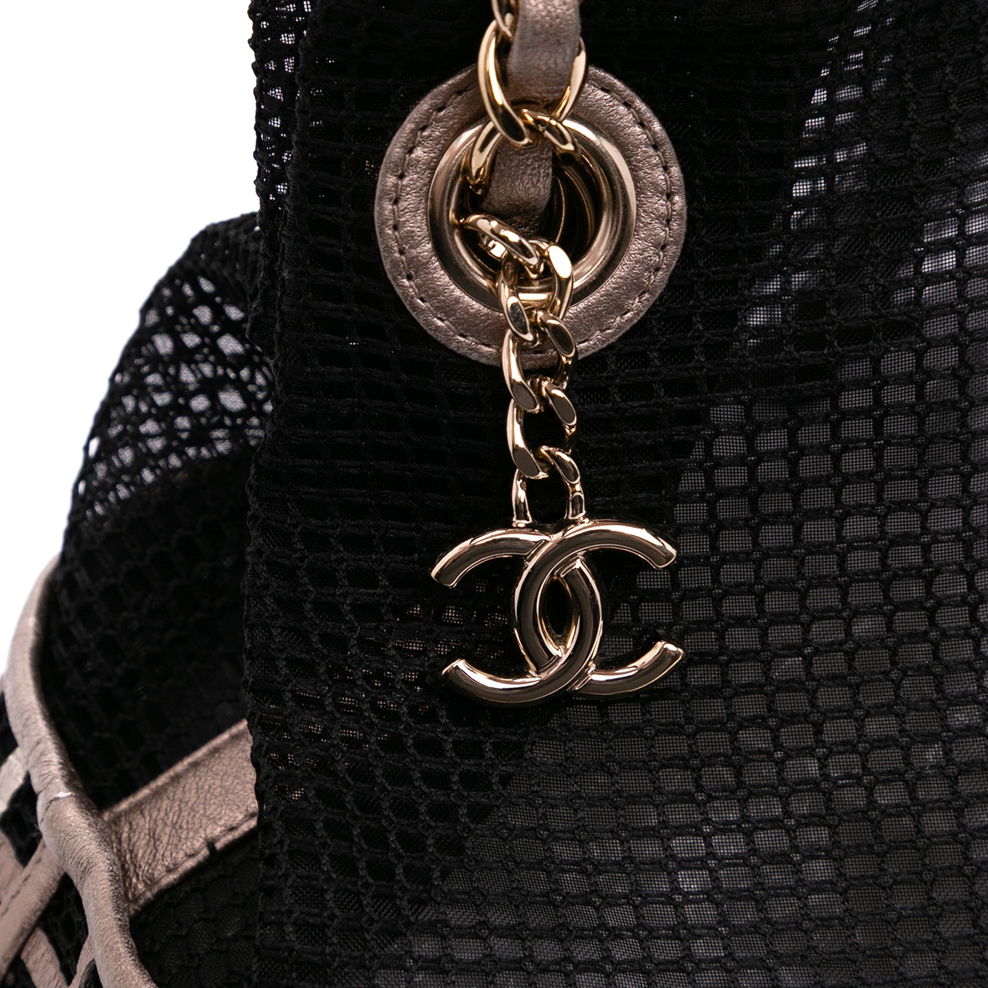 CC Mesh and Metallic Calfskin Bucket Bag