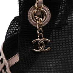 CC Mesh and Metallic Calfskin Bucket Bag