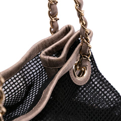 CC Mesh and Metallic Calfskin Bucket Bag
