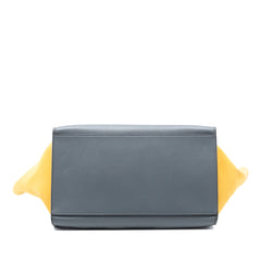 Medium Tricolor Calfskin and Suede Trapeze Satchel