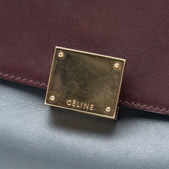 Medium Tricolor Calfskin and Suede Trapeze Satchel