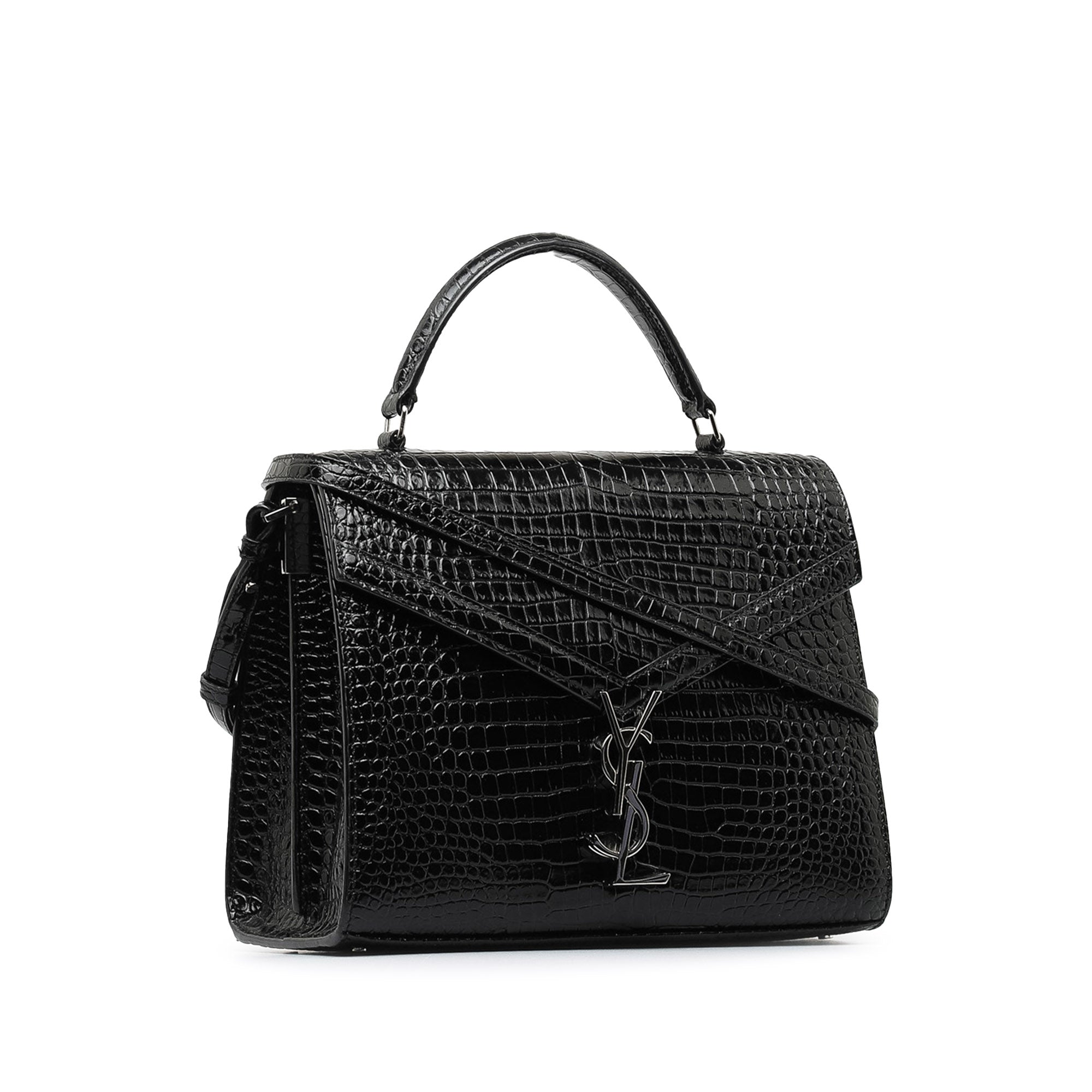 Medium Crocodile Embossed Cassandra Top Handle Bag_1