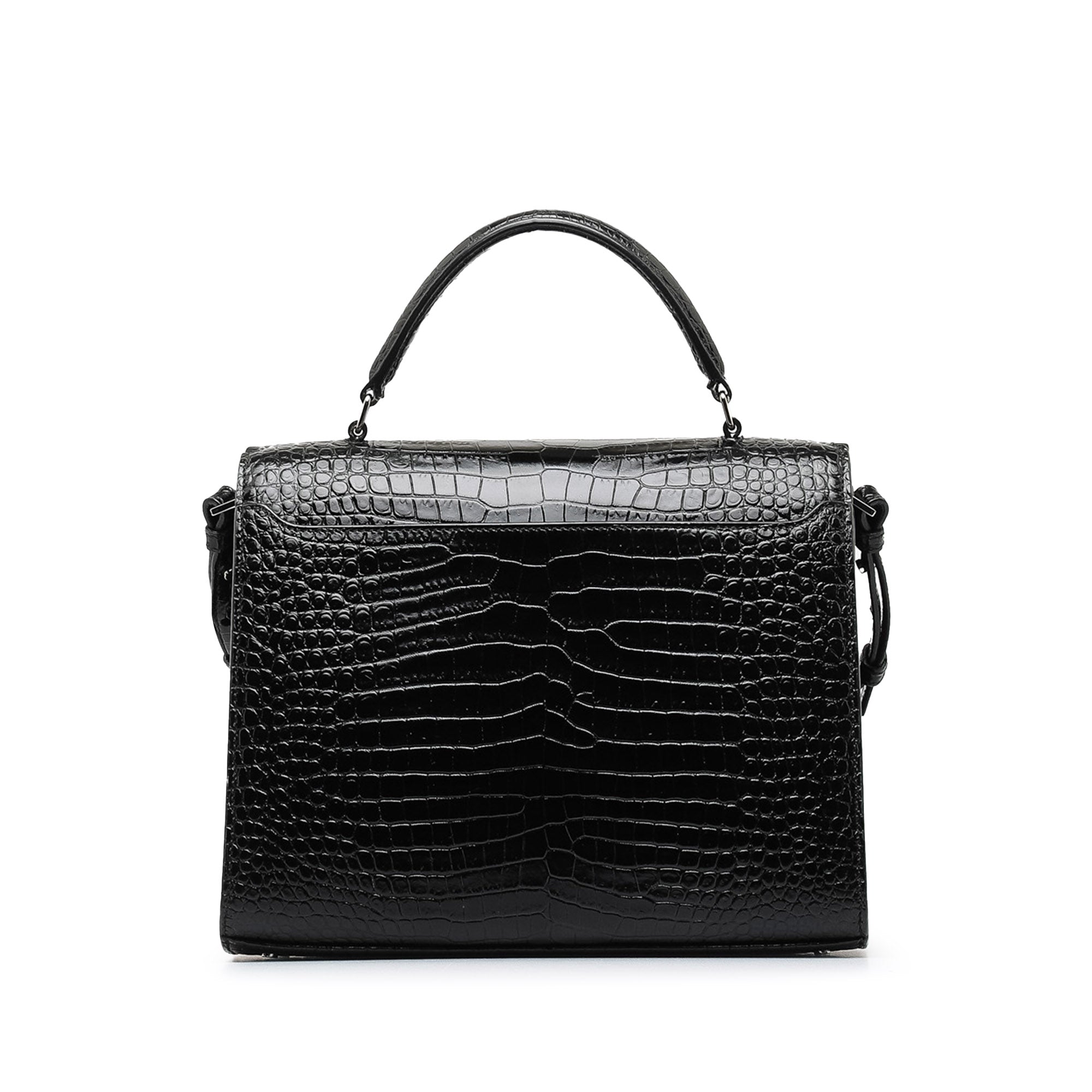 Medium Crocodile Embossed Cassandra Top Handle Bag_2