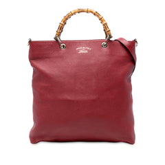 Tall Leather Bamboo Shopper Tote