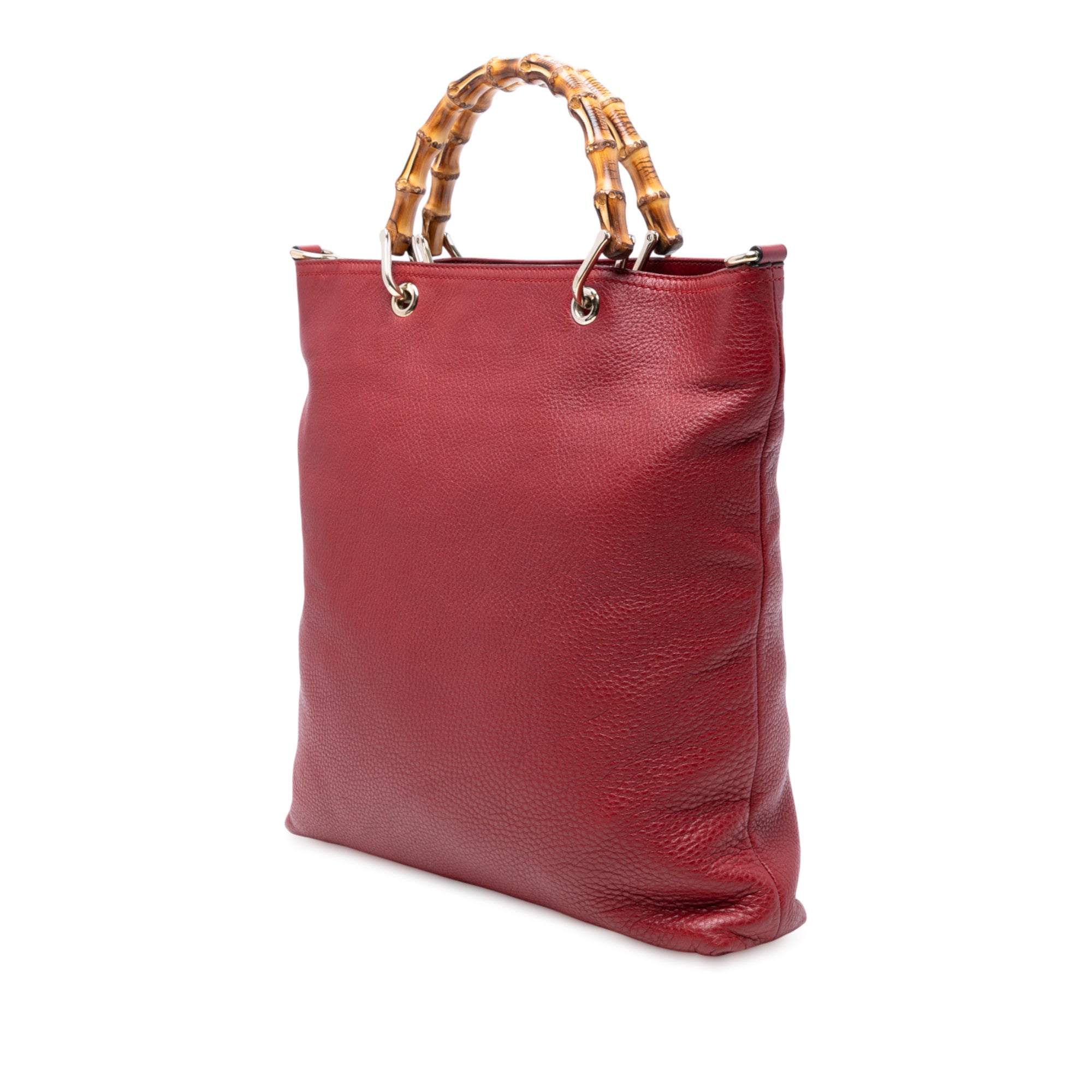 Tall Leather Bamboo Shopper Tote