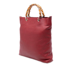 Tall Leather Bamboo Shopper Tote