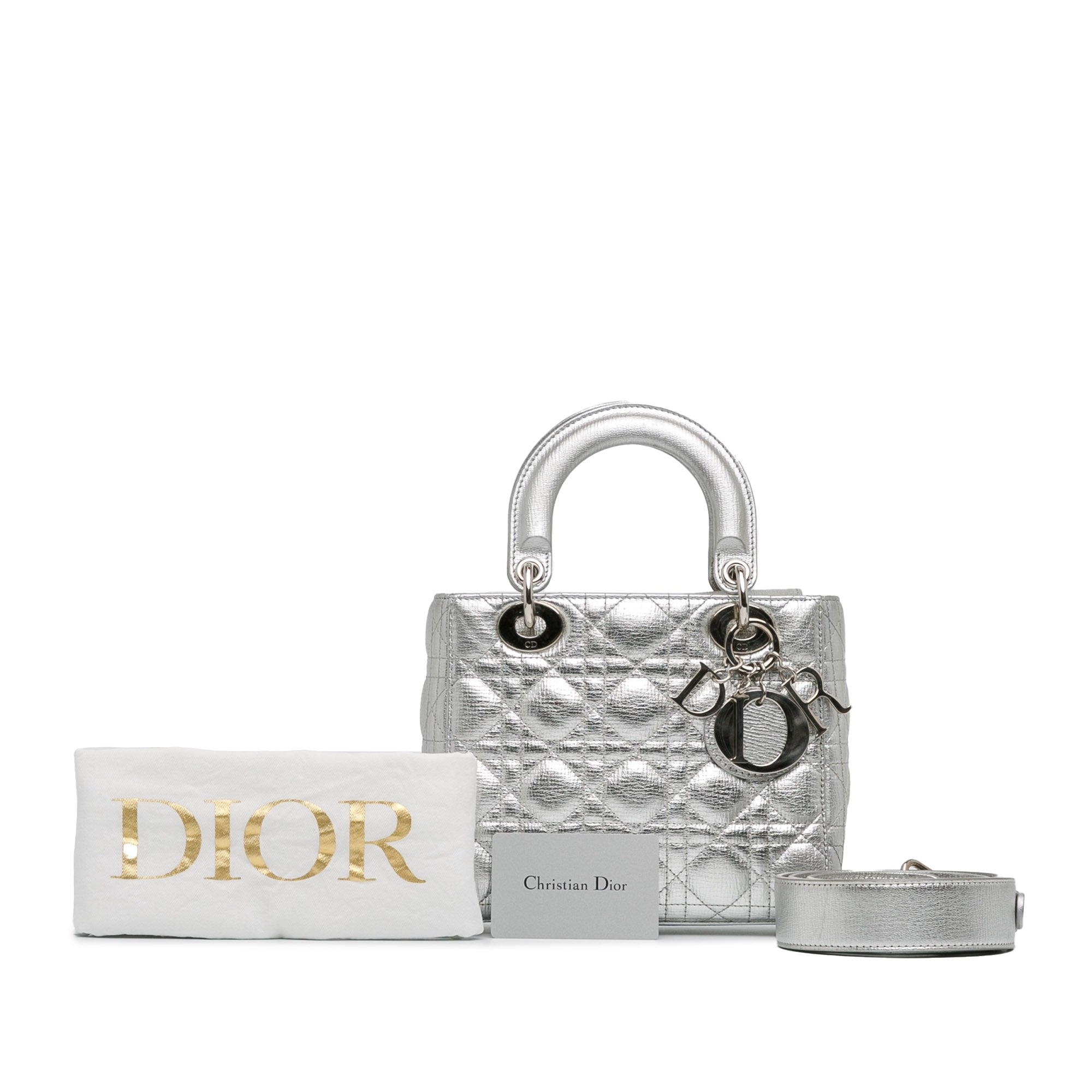 Small Metallic Grained Calfskin Cannage Lucky Badges My Lady Dior_8