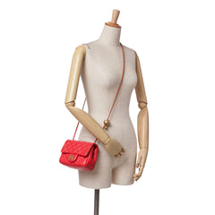 Mini Square Classic Lambskin Pearl Crush Single Flap