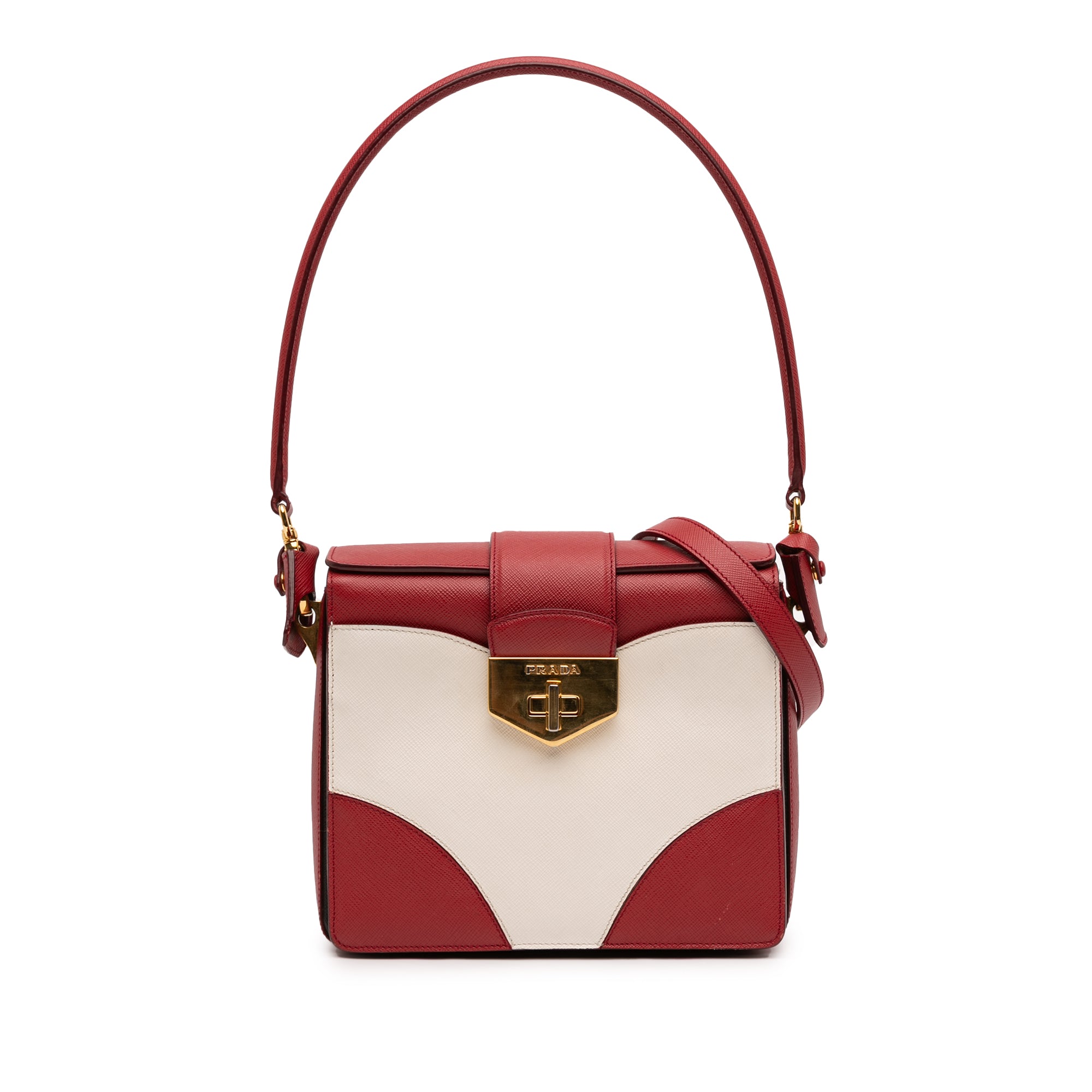 Bicolor Saffiano Turnlock Satchel