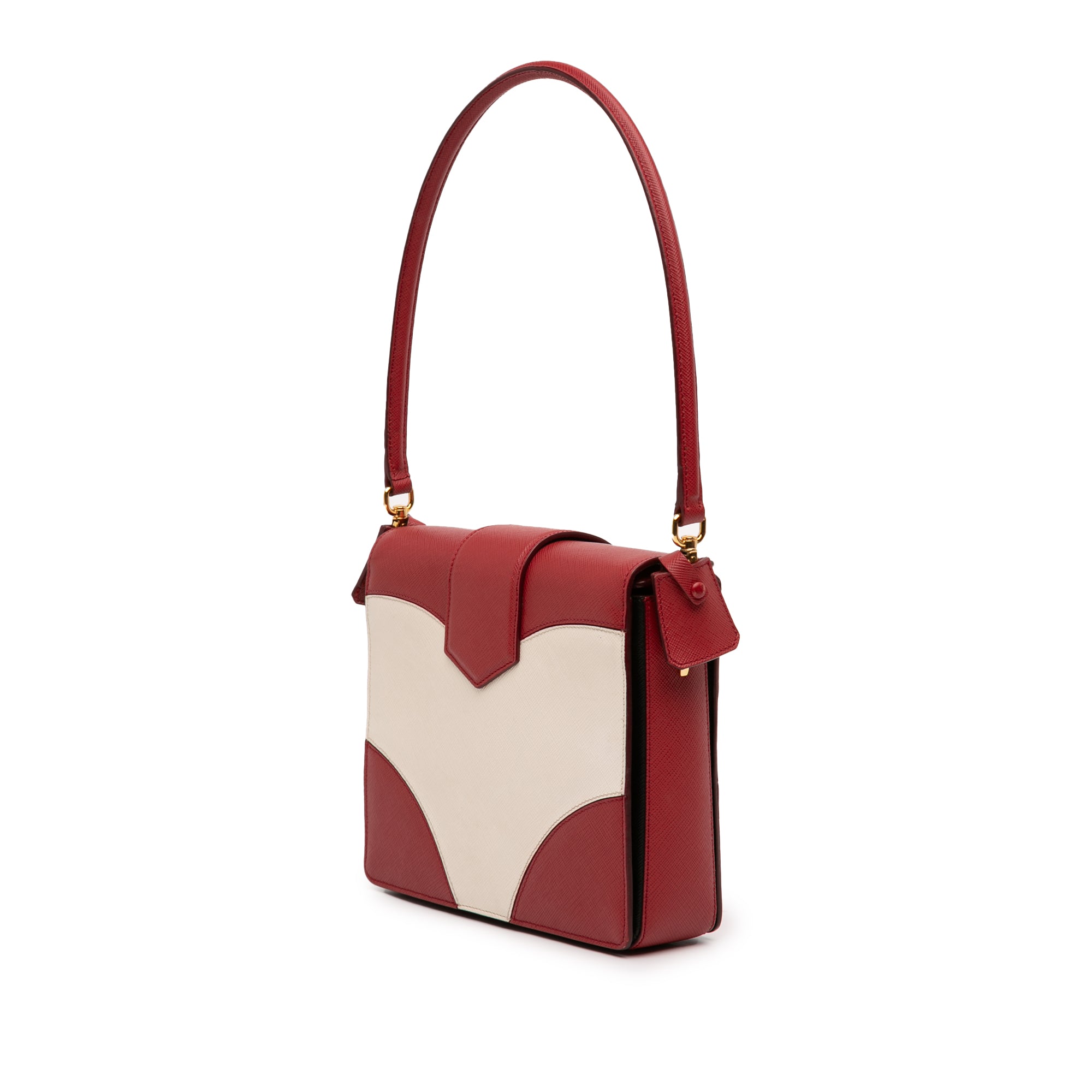 Bicolor Saffiano Turnlock Satchel