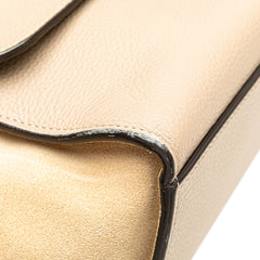 Medium Drummed Calfskin and Suede Trapeze Satchel