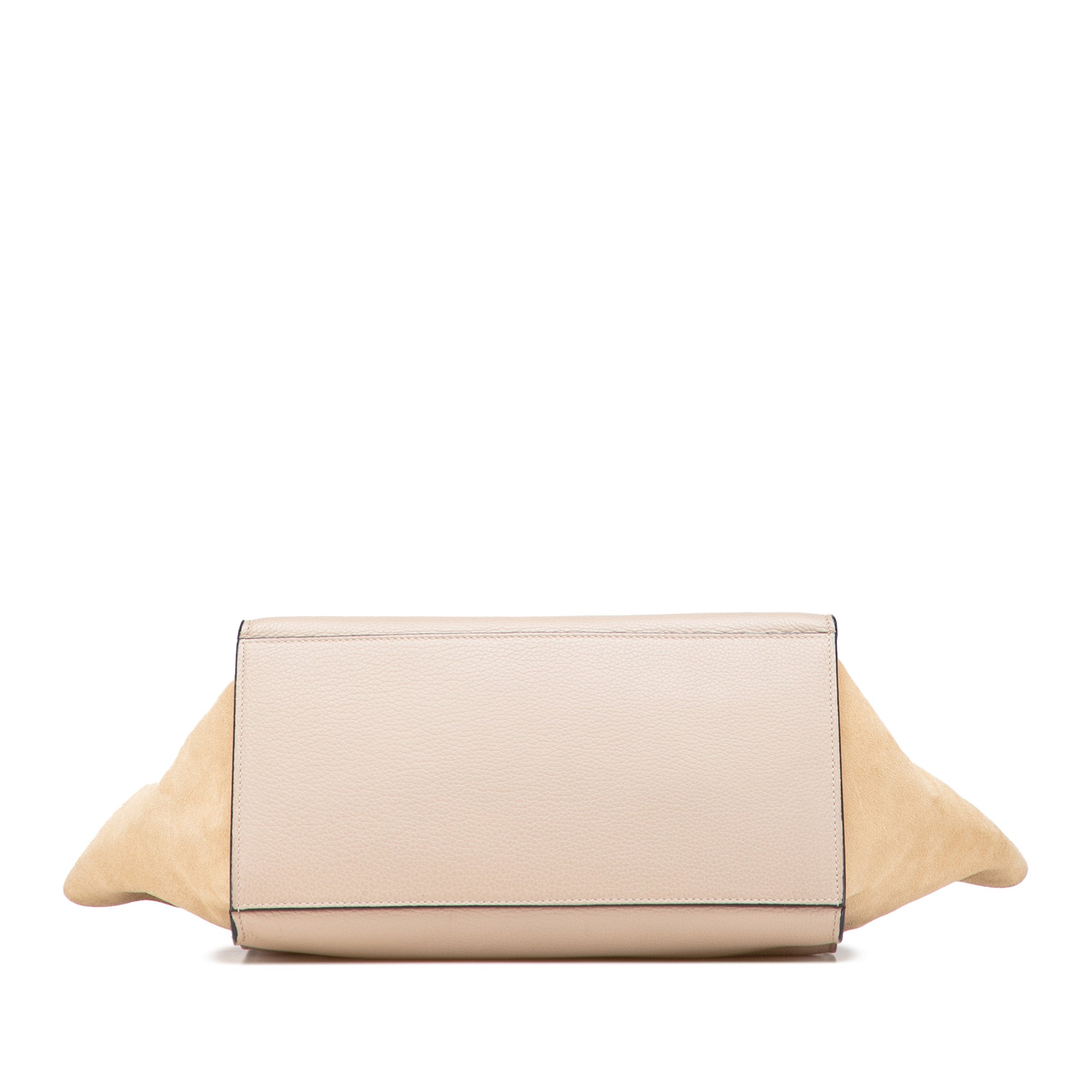 Medium Drummed Calfskin and Suede Trapeze Satchel