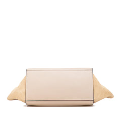 Medium Drummed Calfskin and Suede Trapeze Satchel